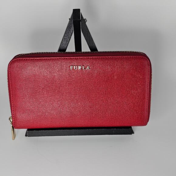 Furla Handbags - Furla Babylon XL Zip-Around Continental Wallet – Red Saffiano Leather - EUC